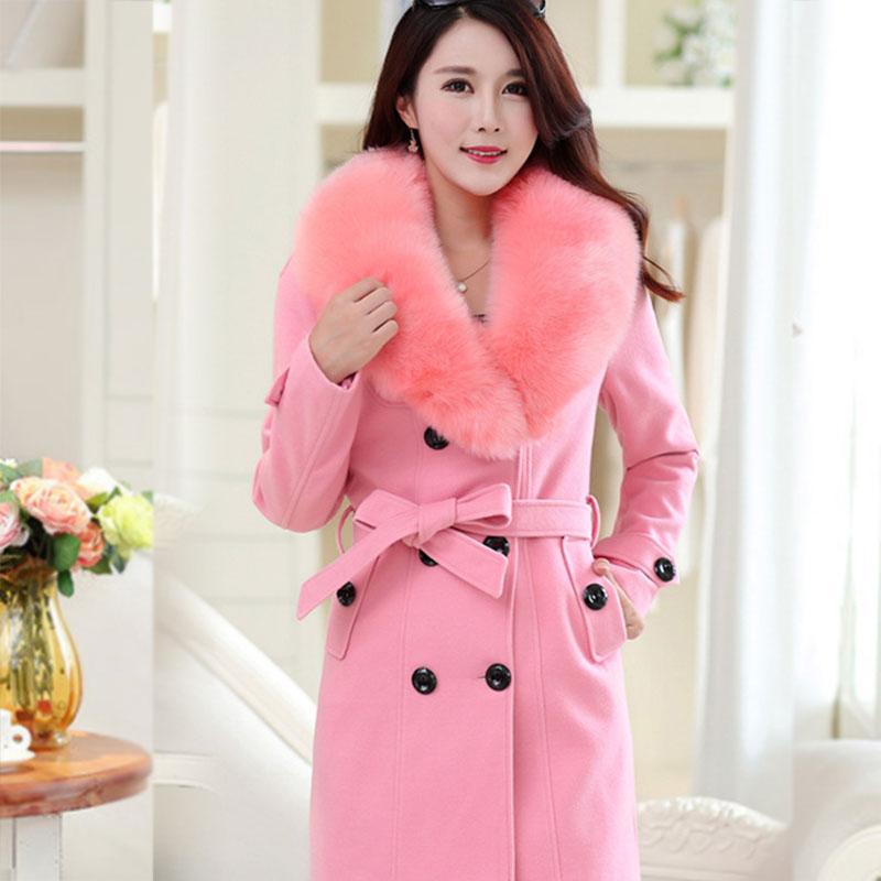 Double Breasted Shearling Wool Coat