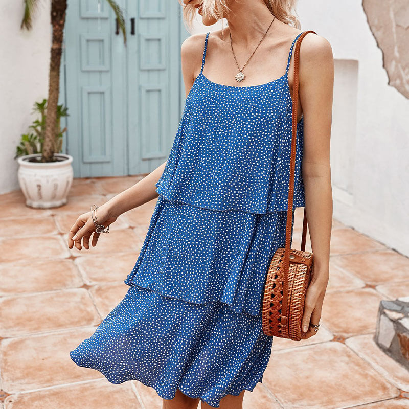 Beach Dress Ruffle Short Sling Dress