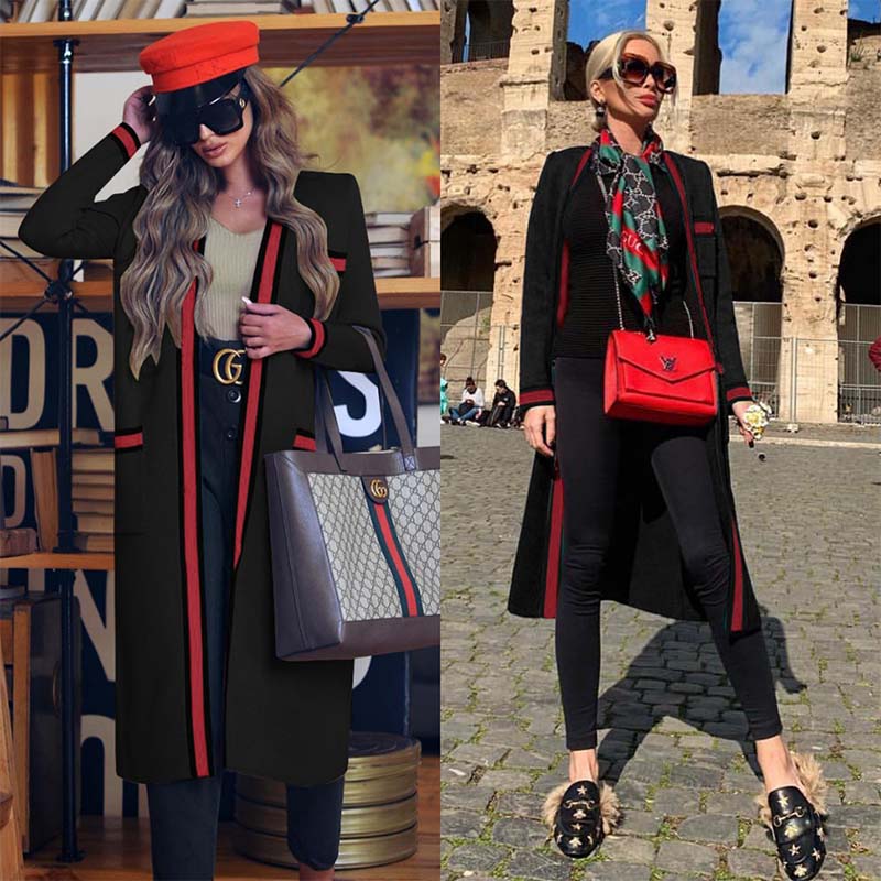 Open Front Line Colorblock Coat