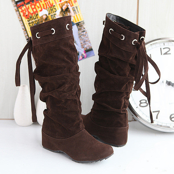 Fashion PU Increased High Lace-Up Boots