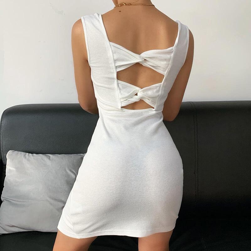 Back Twist Cut Out Short Dress