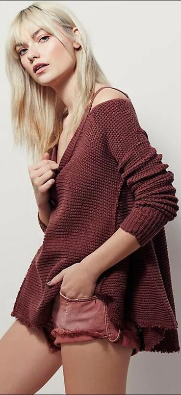 Bare Shoulder Loose Long Sweater