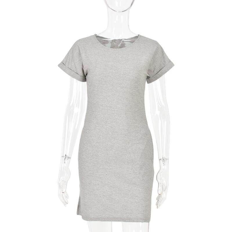 Simple Loose Cotton Short Dress