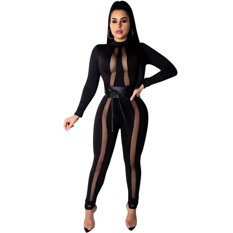 Black Fleabag Bandage See Through Jumpsuit