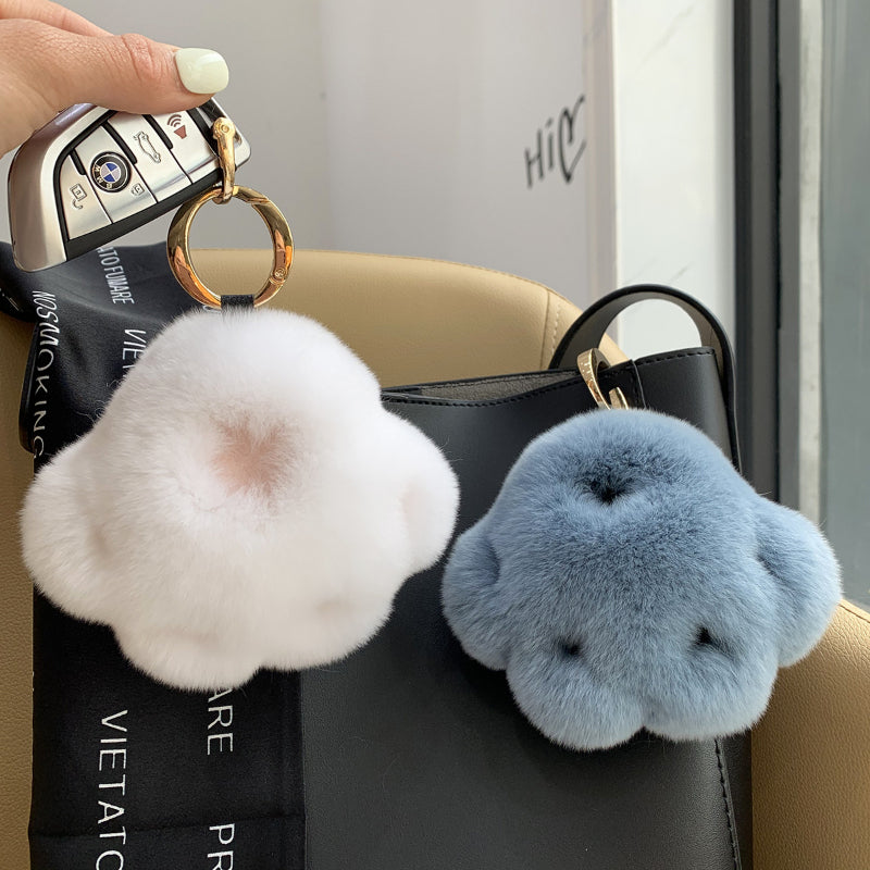 Rex Rabbit Fur Cat Claw Key Chain Plush Doll Bear Paw Accessory