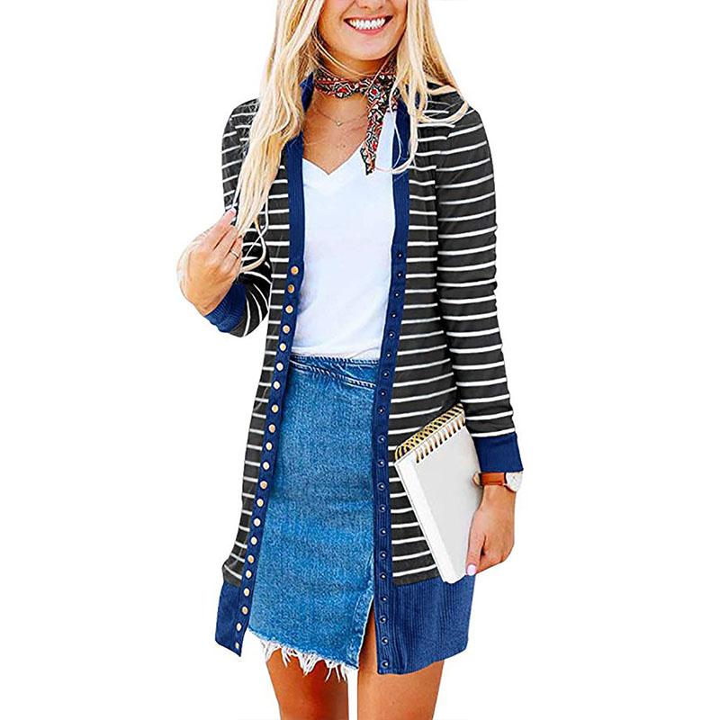 Colorblock Stripes Longline Cardigan