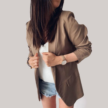 Simple Plus Size Open Front Blazer