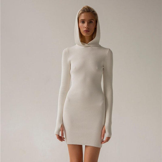 Long Sleeve Hooded slim Dress