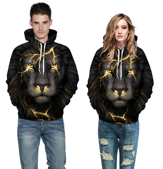 Nostalgic lightning Lion 3D Digital Printing Hoodie