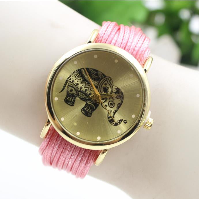 Elephant Print Multilayer Leather Watch