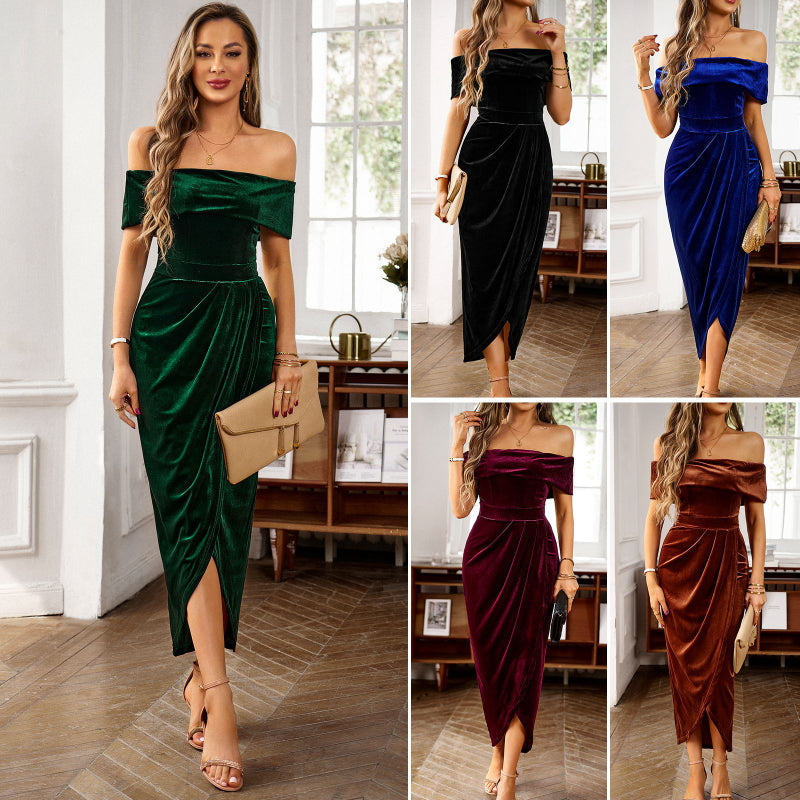 One-Shoulder Dress | Elegance Dress | Velvet Dress