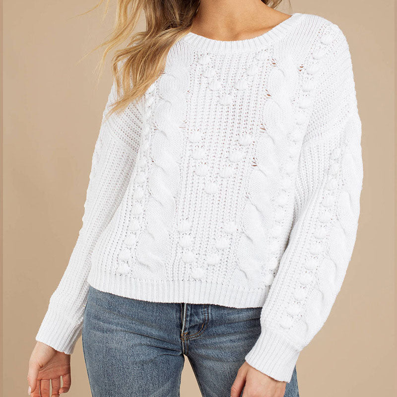 Chunky Balloon Sleeve Cable Knitted Sweater