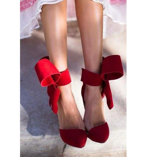 Charming Removable Big Bow High Heel Heels Shoes