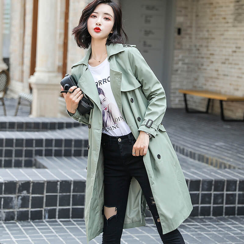 Loose Plain Long Trench Coat