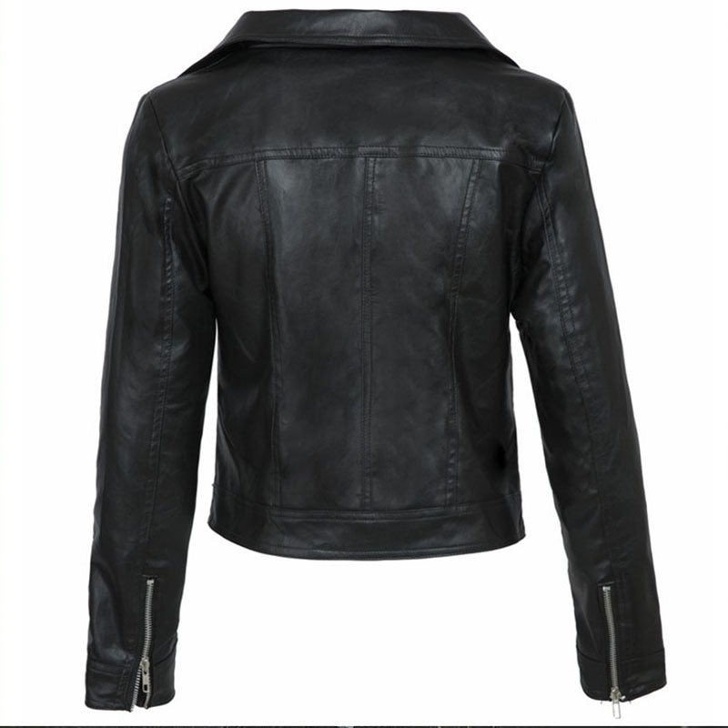 Faux Leather Cuff Moto Jacket