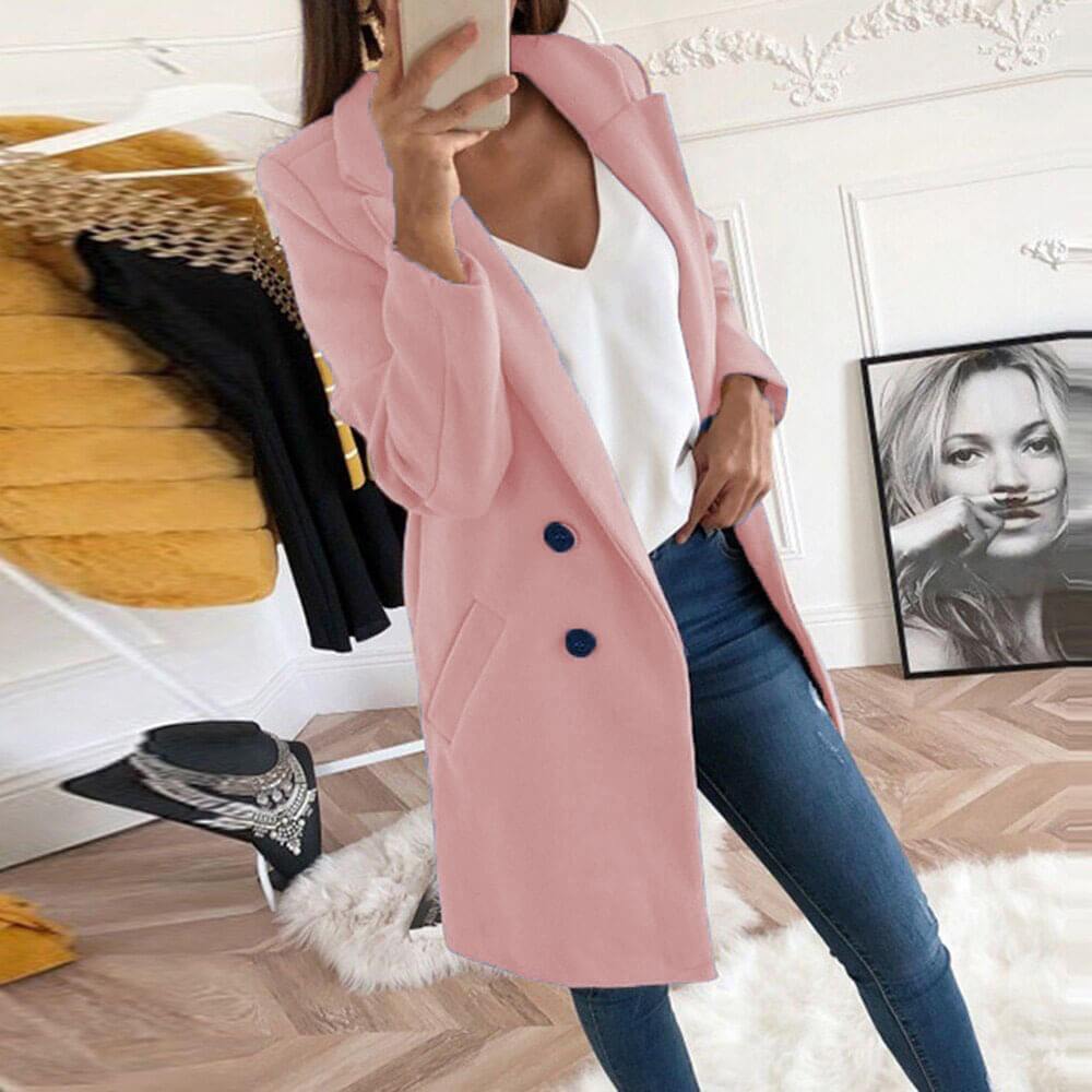 Simple Slim Plain Wool Coat