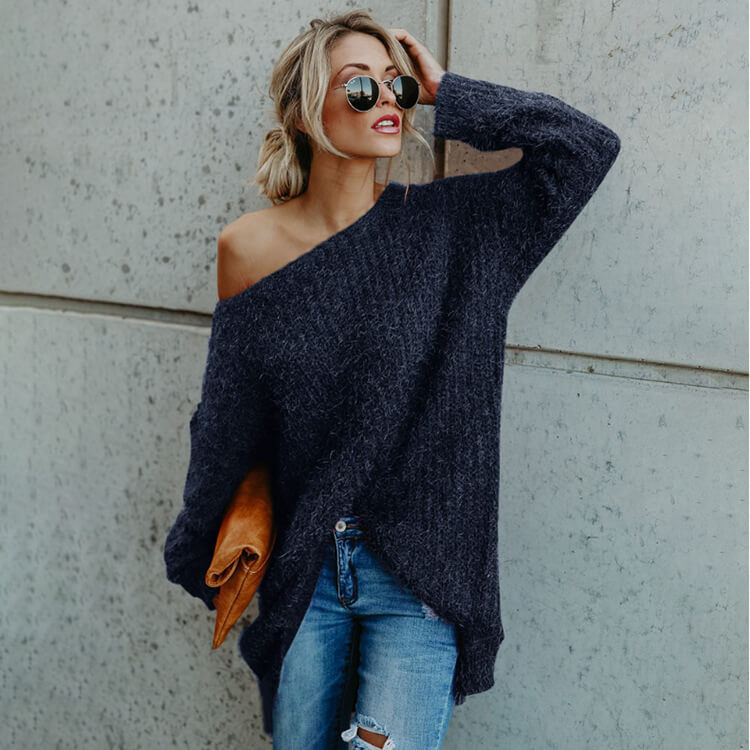 Scoop Neck Plush Loose Sweater