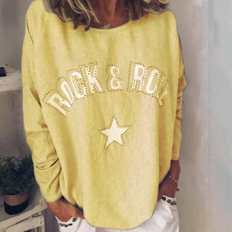 Rhinestone Plus Size Pullover Crew Neck Sweatshirts