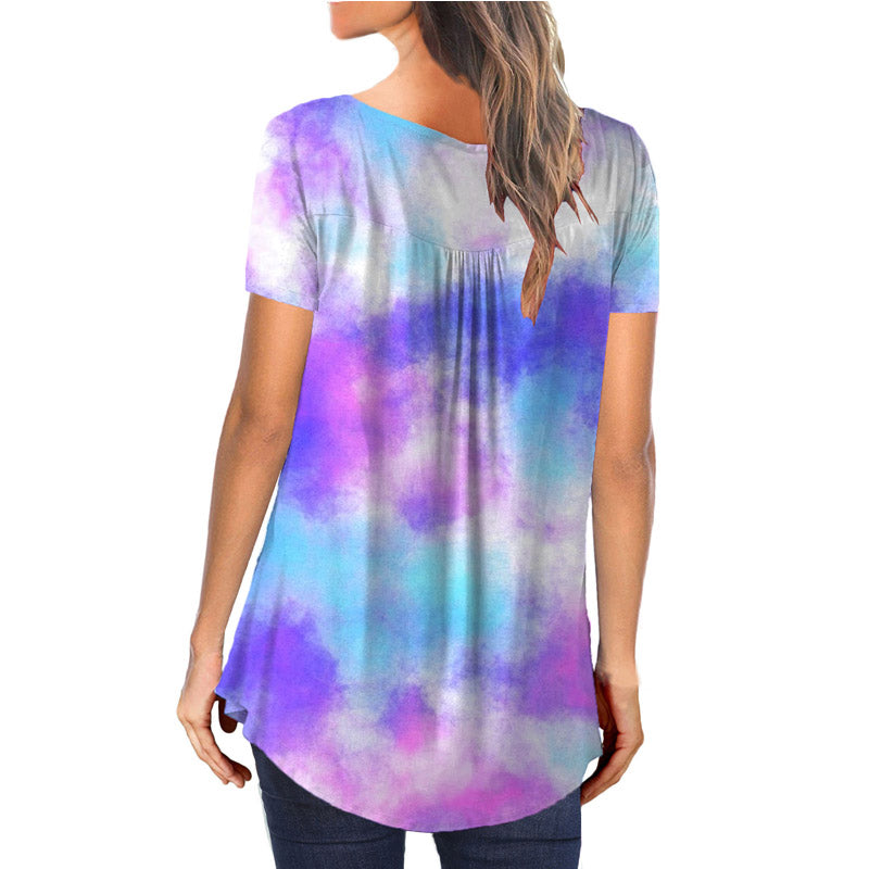 Casual Tie Dye Short Sleeve Loose T-shirts