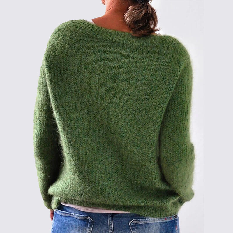 Simple Scoop Neck Soild Sweater