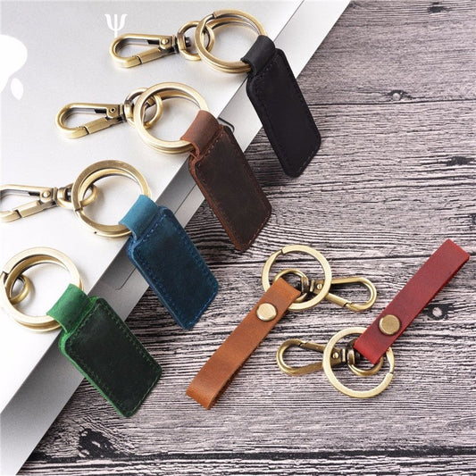 Retro Bronze Cowhide Key Chain