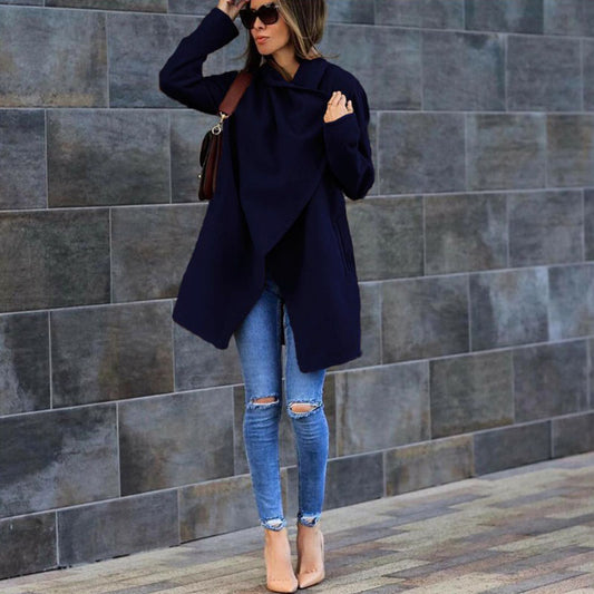 Women Fashion Wrap Wool Coat