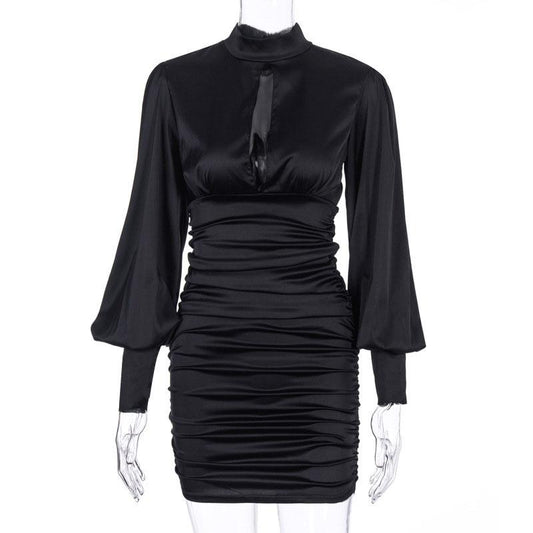 Satin Ruched Bodycon Short Dress