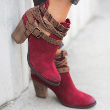 Chunky Heels Strap Casual Ankle Boots