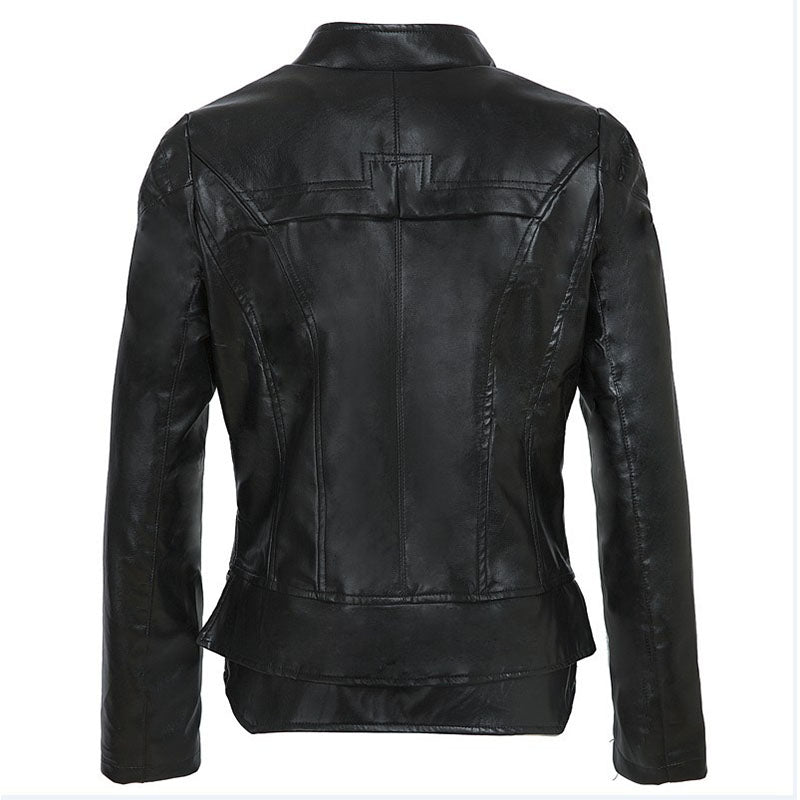 Black PU Zipper Moto Jacket