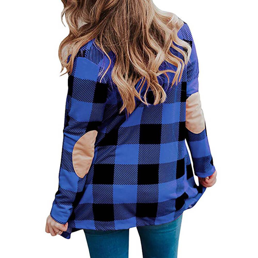 Simple Open Front Plaid Midi Blazer