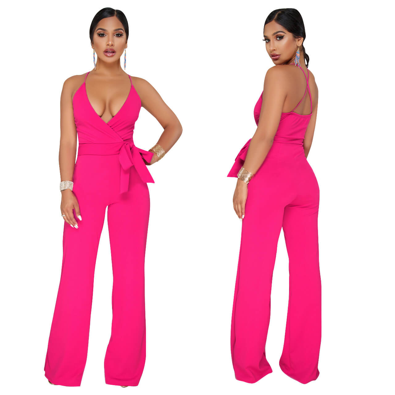 Bright Color Sapaghetti Strap Bandage Jumpsuits