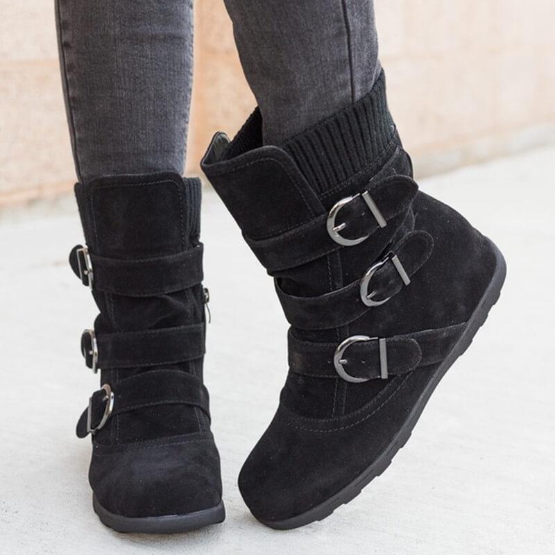 Mid Calf Winter Fur Flat Boot