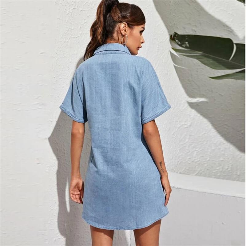 Denim Short Sleeve Shirt Dress