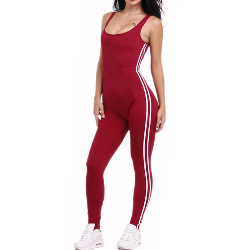 Stripe Onepiece Backless Skinny Sport Jumpsuits