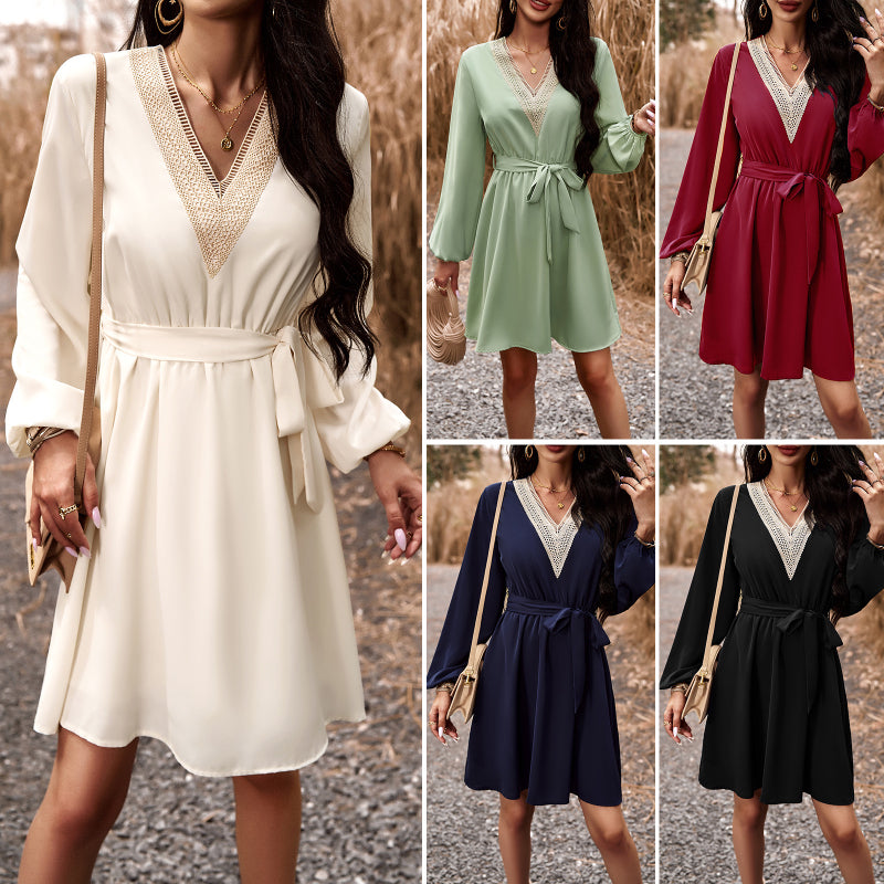 Elegance Dress | V-neck Dress | Long sleeve Dress