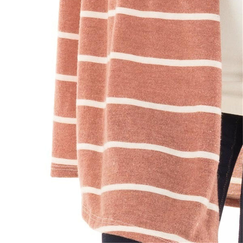 Open Front Striped Knit Cardigan