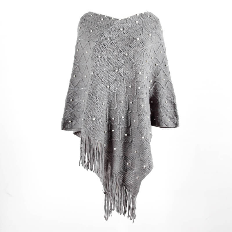 Tassel Shawl Beads Sheer Sweater