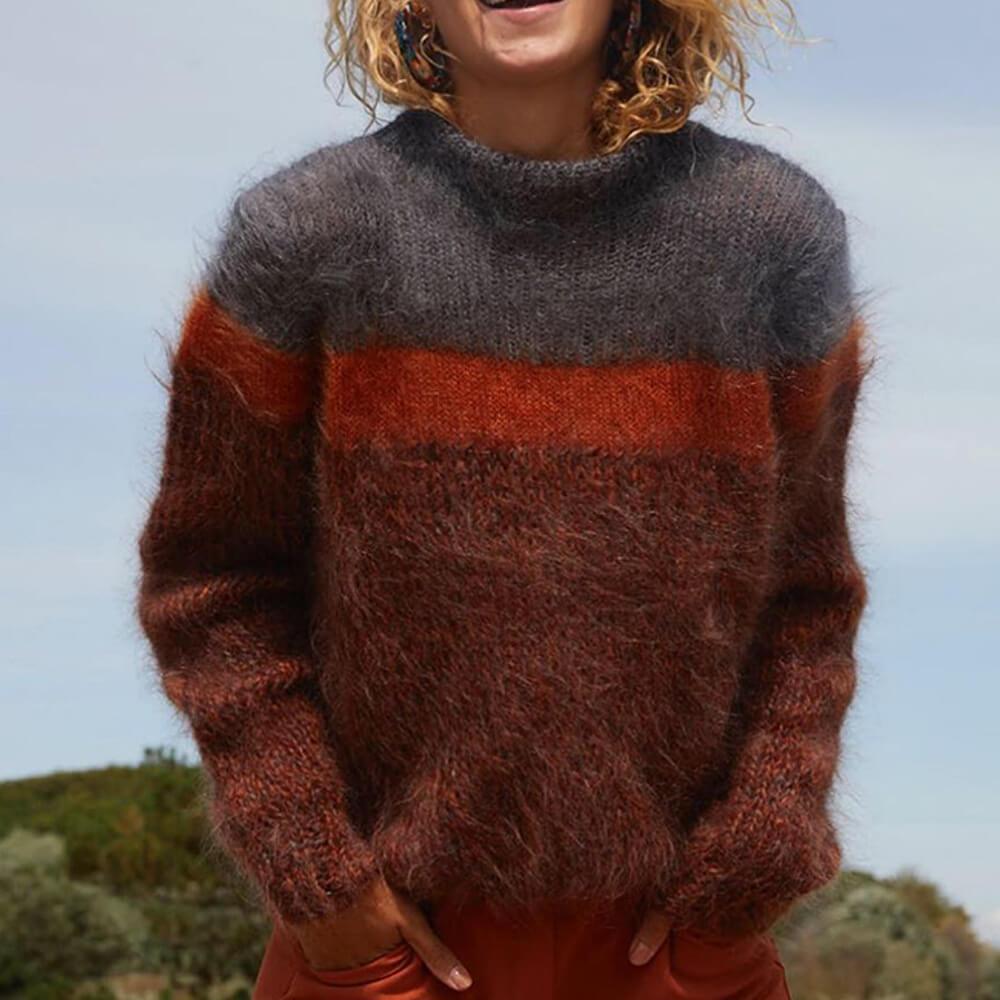 Turtlenenck Colorblock Long Sleeve Knit Sweater