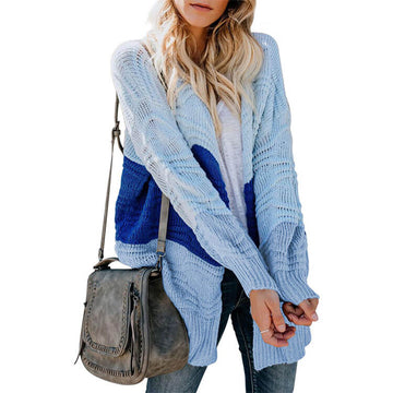 Colorblock Long Sleeve Knit Cardigan Sweater