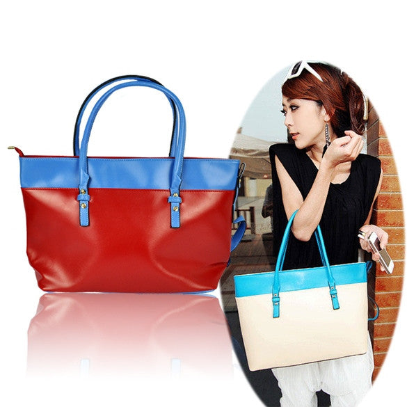 Women's PU Leather Satchel Luggage Tote Bag Handbag