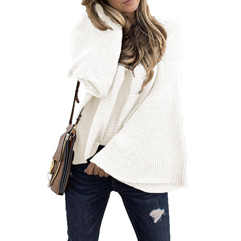 Long Dolman Flared Sleeve Women Sweater