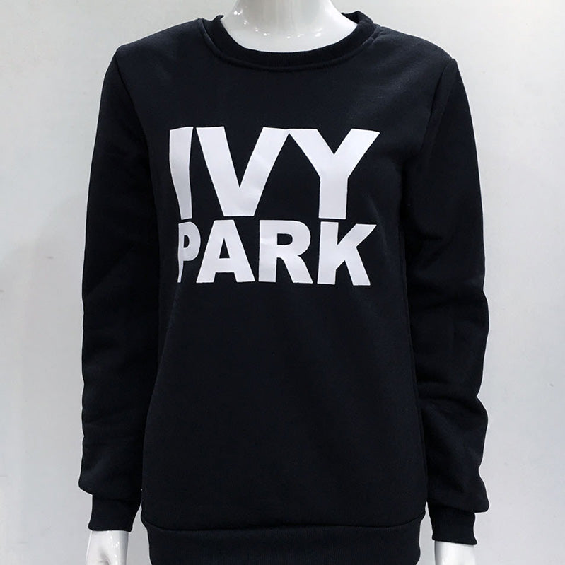 Letter Round Collar Long Sleeves Loose Sweatshirt