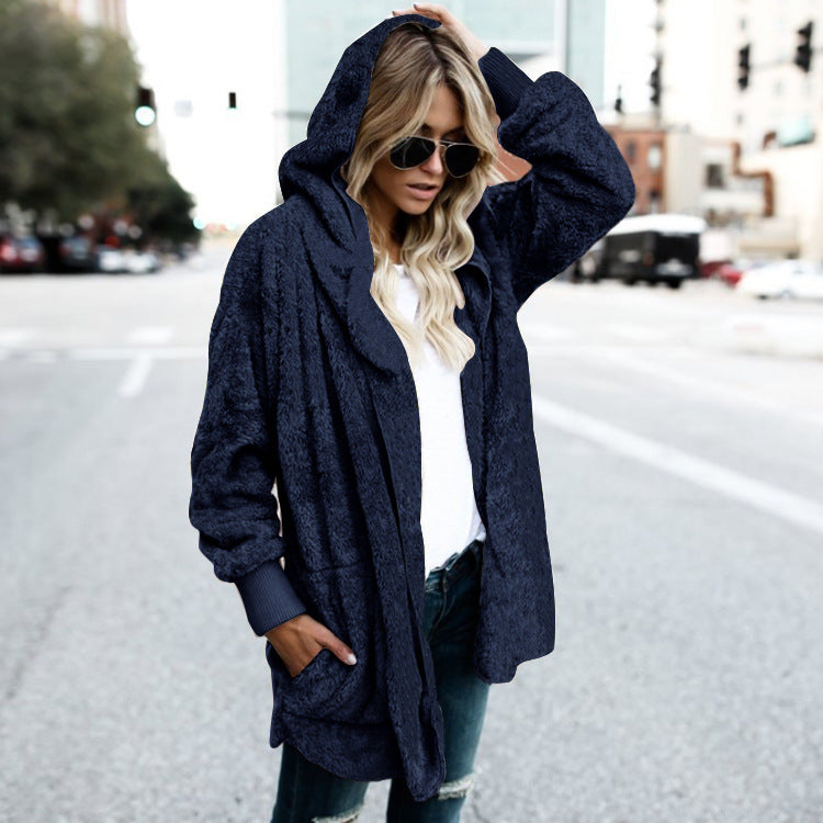 Loose Faux Fur Warm Short Hoody Coat