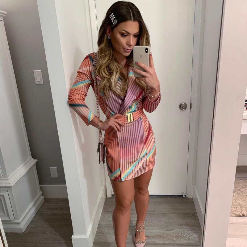 Multicolor Striped Blazer Dress