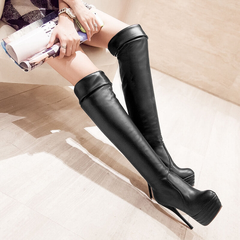 Over Knee High Heel Platform Boots