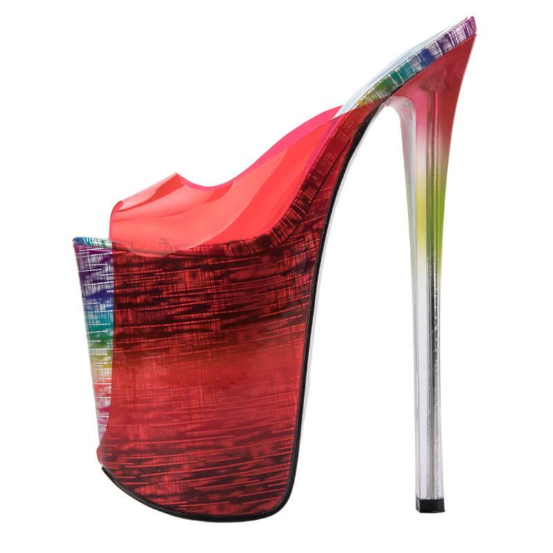 Party Peep Toe Multi PU Platform Mule Pumps