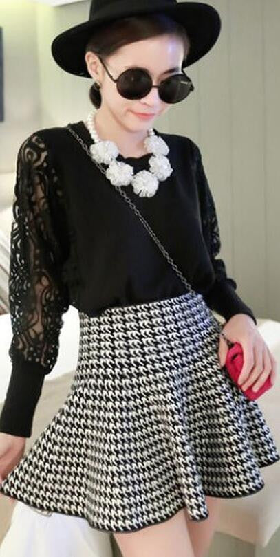 Fashion High Waist Knit Mini Fluffy Skirt
