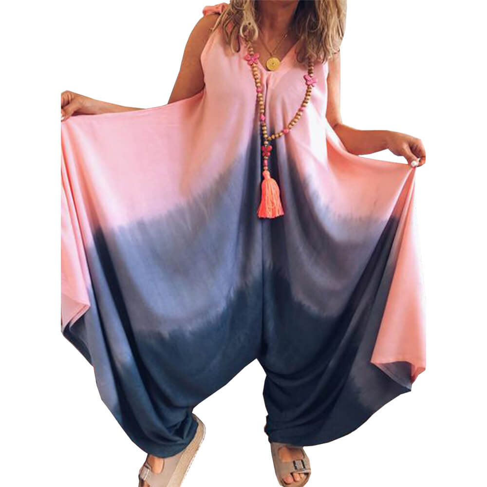 Wide Tie Dye Summer Casual Jumpsuit