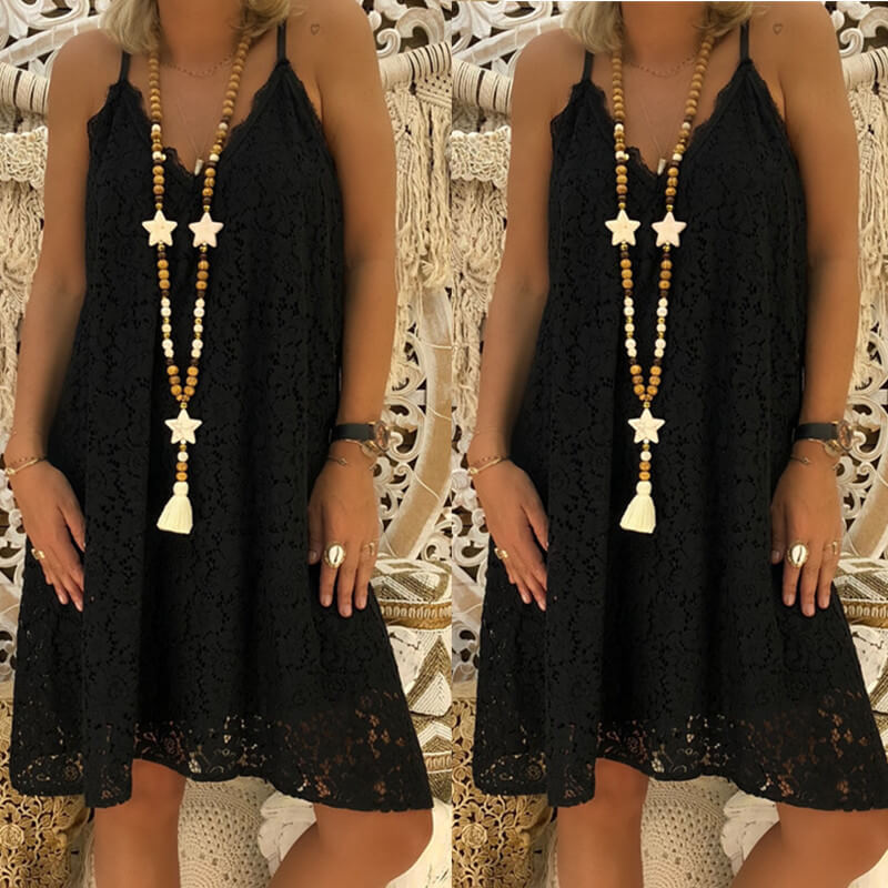 Loose Lace Sling Short Dress