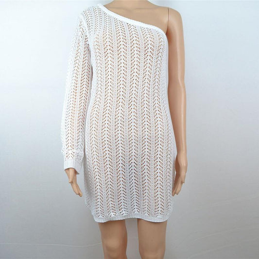 Slash Neck Hollow Out Cover Up Dress